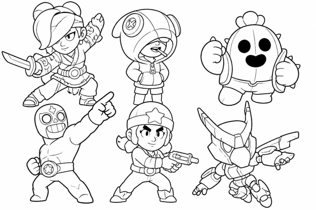 téléchargez et imprimez des dessins gratuits de brawl stars avec vos héros préférés comme kenji, léon, spike et bien d'autres pour des heures de coloriage créatif.
