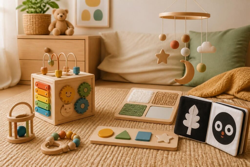 découvrez des idées cadeaux pour bébé de 6 mois, fille ou garçon, avec des suggestions montessori parfaites pour noël.