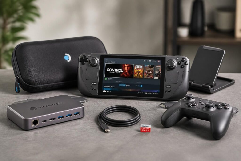 découvrez les accessoires indispensables pour votre steam deck afin d'optimiser votre expérience de jeu et protéger votre console avec style.