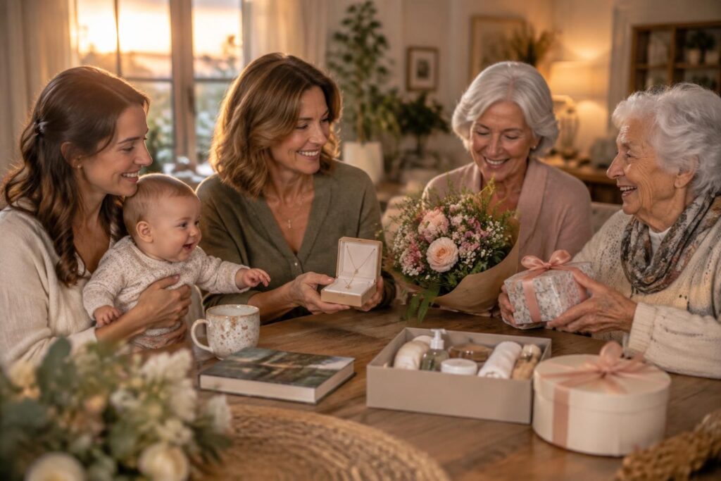 découvrez des idées cadeaux pour maman adaptées à chaque âge, de la jeune maman à ses 80 ans : des attentions originales pour lui faire plaisir.